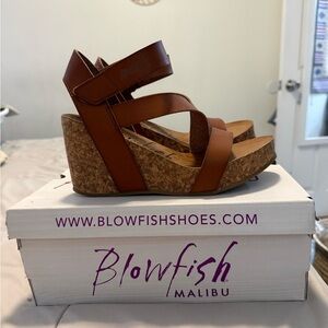 Blowfish Brown Wedge Sandals